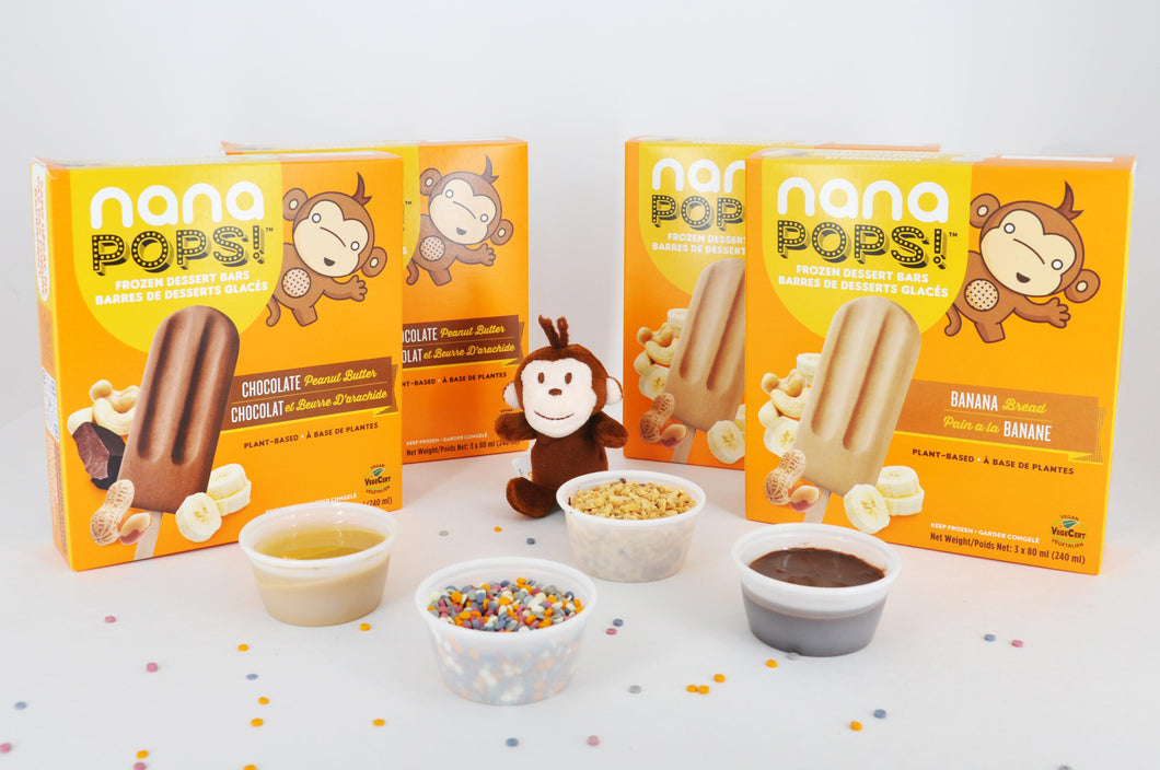 Nanapop Party Pack - 6 Banana Bread, 6 Chocolate Peanut Butter with 3 Different Toppings!